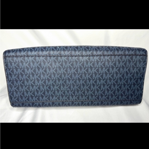 Michael Kors Navy MK Logo Satchel with Gold-Tone Hardware - Picture 14 of 14